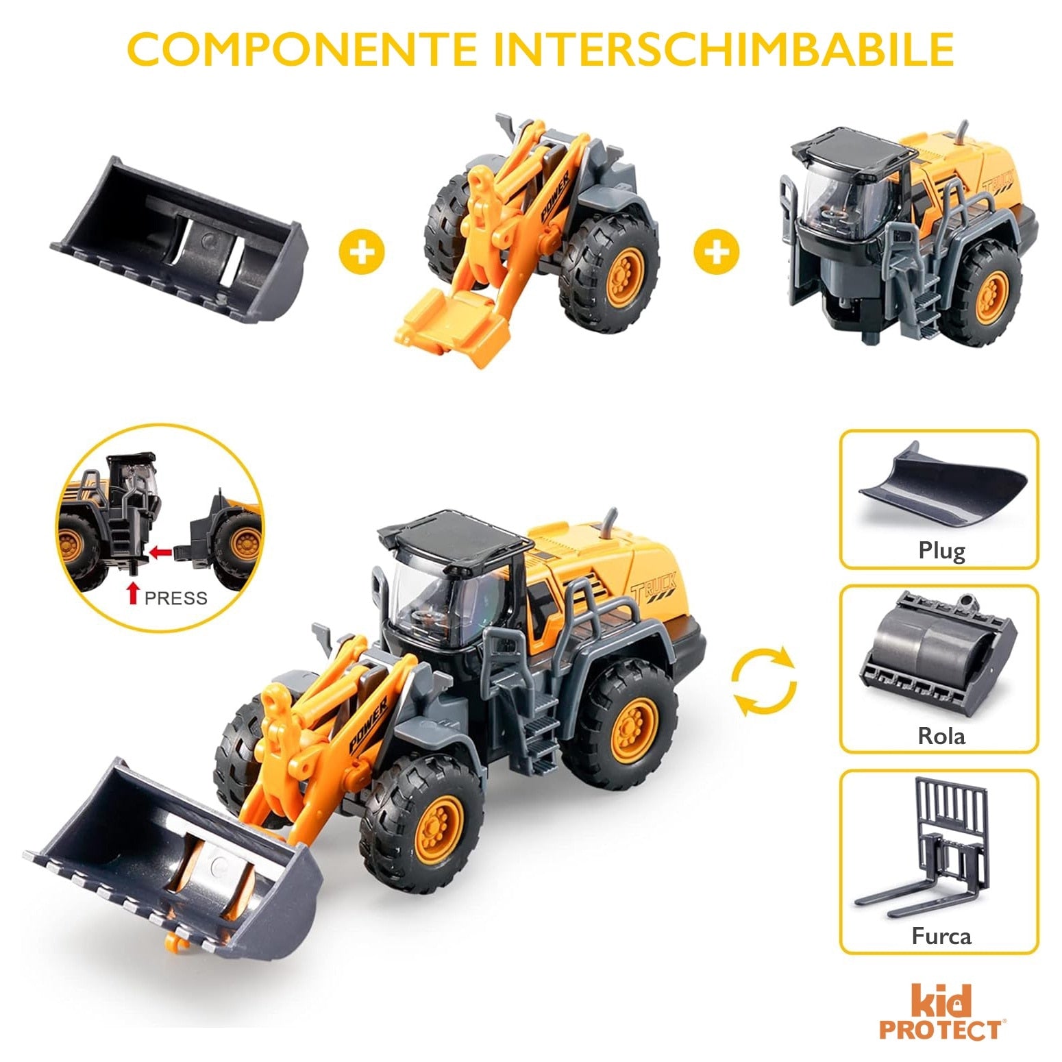 Set De Constructie Copii KidProtect Busy Builders, Galben Set De Constructie Copii KidProtect Busy Builders, Galben